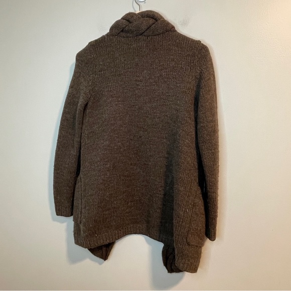 Cynthia Rowley Brown Cable Knit Open Front Cardigan Wool Blend Size Medium - Picture 4 of 6